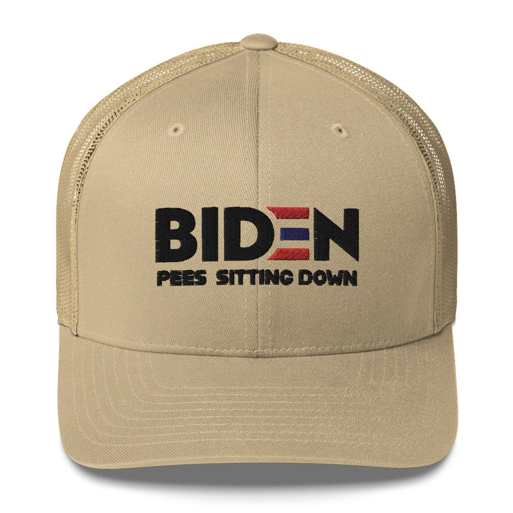 Biden Pees Sitting Down Mesh Hat (4 Color Options)