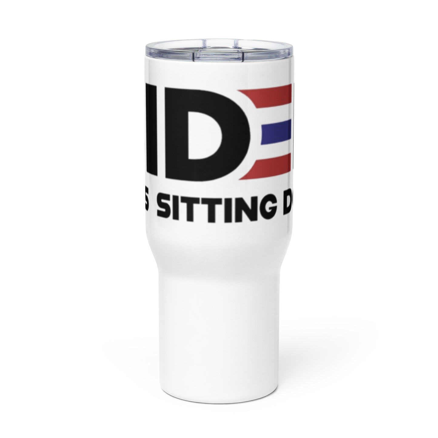 Biden Pees Sitting Down Travel Mug W/Handle