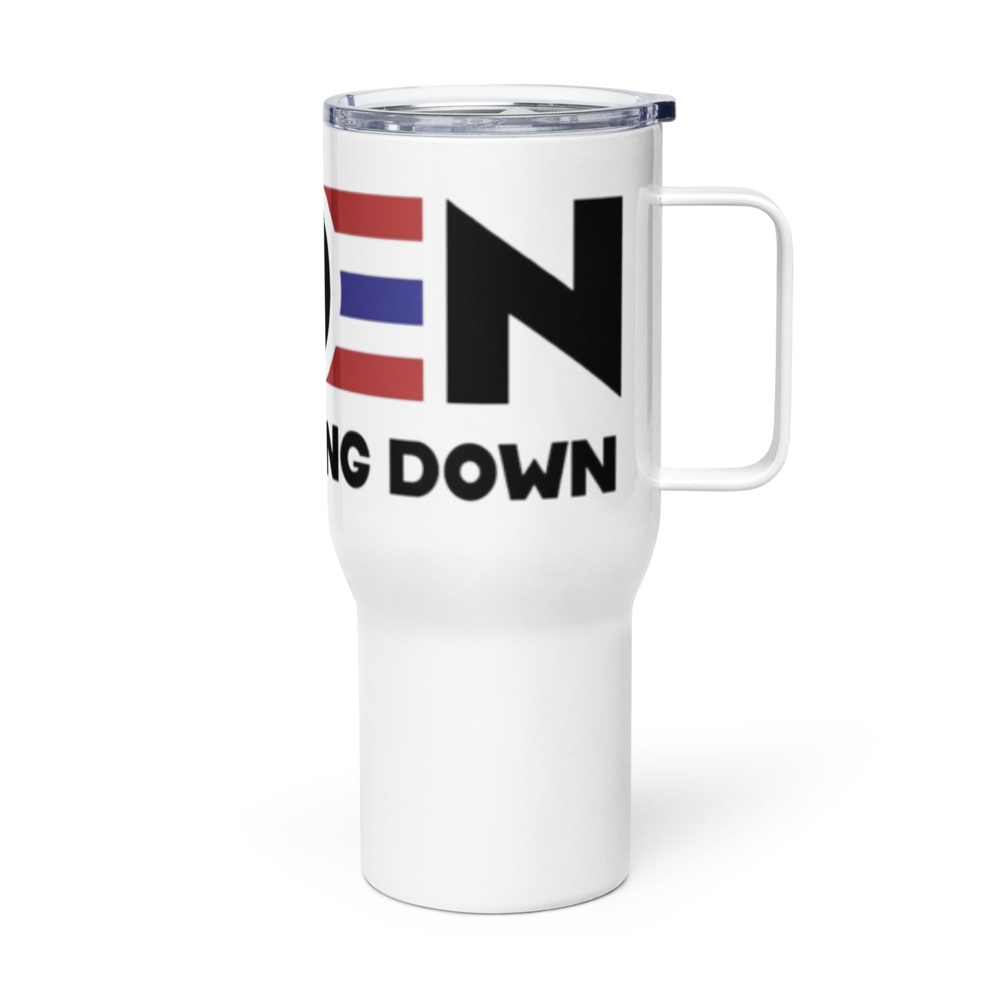 Biden Pees Sitting Down Travel Mug W/Handle