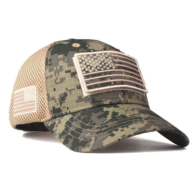 USA Flag Camouflage Hat With Removable Patch