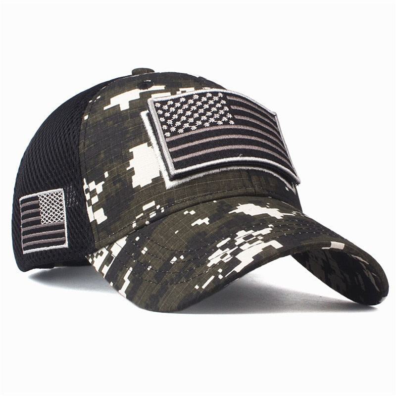 USA Flag Camouflage Hat With Removable Patch